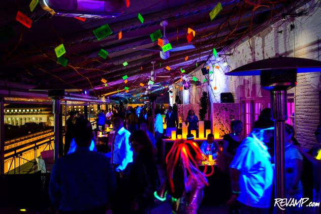 Glowing cassette tapes (remember those?) were strung from the canopy of P.O.V's prized terrace in keeping with the '80s theme of the night.
